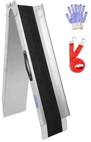 LIEKUMM 1 x Folding Motorcycle Ramp, 280 kg Load Capacity Heavy Duty Van Ramps, 180 cm Steel Motorbike Ramp with Anti-Slip Surface, Van Loading Ramps for Motorcycle, Bicycle, Dirt Bike, E-Bike