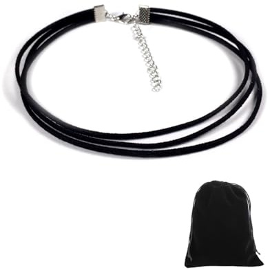 HSIXHAF 1 pcs Leder Choker Schichtung Samt Wildleder Halskette Boho Mehrlagige Samt Schlüsselbein Choker Kettenschmuck Für Frauen Und Mädchen, Schwarz