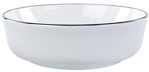 Aufsatzwaschbecken Keramik weiß rund ⌀ 42 cm mit schwarzem Rand modern Xert