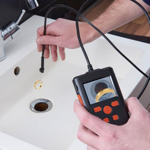 PROFI-PARTNER Endoskopkamera, Aufnahme-Funktion, IP67, 2 m Kabel, Schwarz | LED-Licht, 2,4-Zoll-HD-Display, Micro-SD-Slot, mit Haken, Magnet, Spiegel, USB-Aufladung
