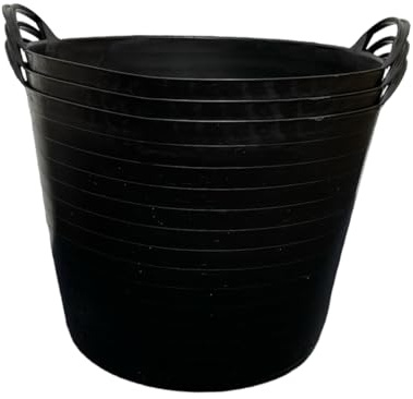 NEW! BLACK 42L Flexi Tubs 3 Packs - Durable Flexible Buckets for Home, Handy Builders Buckets Heavy Duty, Ideal Bath Bucket & Flexi Bucket, & Garden Versatile Large Garden Tubs with Handles