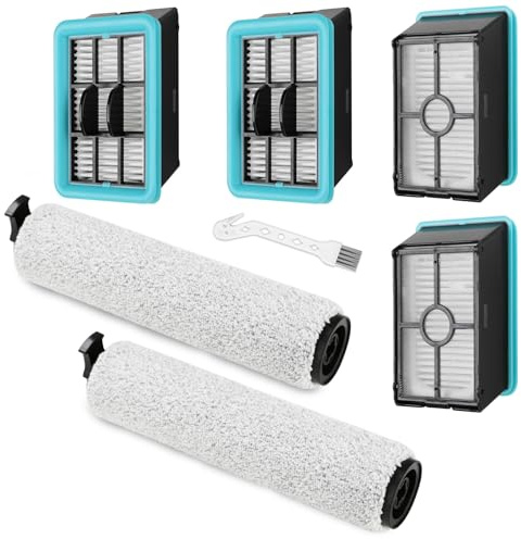 FFsign 3831 Roller Brush & Filter Replacement Compatible with Bissell Crosswave Hard Floor Expert 3831, HF2 3845N Vacuum, Floor Scrubber Wet Dry Vacuum Accessory Kit 2 Brush Rolls, 4 Filter Parts