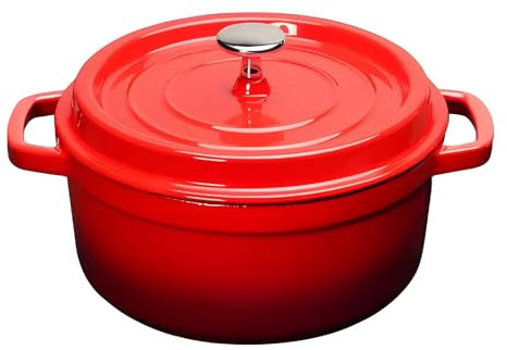 Forno olandese per la cottura del pane, pentola da forno olandese smaltato da 5 qt, con coperchio, doppia maniglia, forno olandese per cuocere il pane, brasare, cucinare, regali per la famiglia