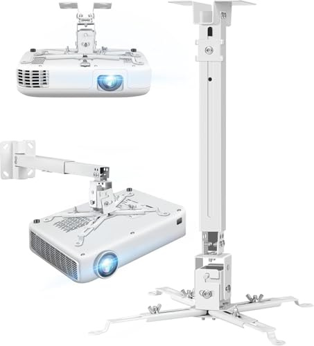 2-Be-Best Upgraded Projector Ceiling Mount Adjustable Projector Wall Mount Max Load Capacity 42 LBS / 19KG Ceiling Projectors Mounts White