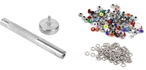 Kit de Herramientas para Ojales con Alicates para Ojales, Kit de Ojales de Tela de 4 Mm con Ojales de Tela Ojales, Arandelas y Perforadora Kit de Prensa Manual para Ojales