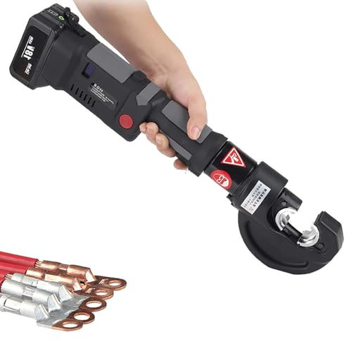 GESAIDES Rechargeable Hydraulic Crimping Tool, Industrial Electric Hydraulic Cable Lug Crimper, Battery Powered Cable Crimping Tool, for Copper and Aluminum Terminals