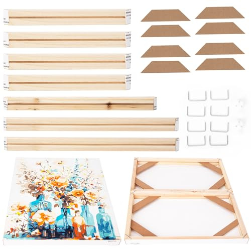 EFOTIML Kit de Marco de Lienzo de Madera Maciza DIY para Pintar por Números y Pintura al Óleo y Pintura de Diamantes por Número 16X20'' Marcos de Arte de Madera