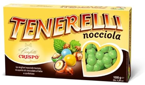 Crispo Confetti Tenerelli Verdi con Nocciola Tostata, Ricoperta di Cioccolato al Latte, Senza Glutine 1kg
