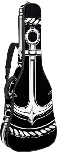 Aesthetic Watercolor Gitarrentasche für Akustikgitarre, 1 cm dicke Polsterung, wasserdicht, mit doppelt verstellbarem Schultergurt, für 101,6 - 106,7 cm große Gitarre, Marineblau, Mehrfarbig 04