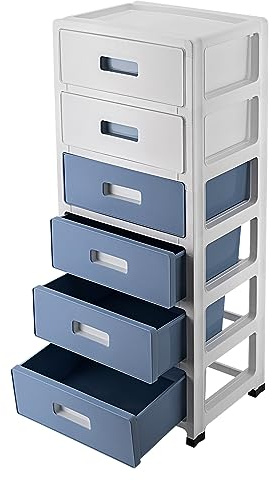 CHIMHOON Schubladenschrank Kunststoff mit Rollen, 6-Stöckiger Rollcontainer mit Schubladen, Rollcontainer mit Schubladen Wagen, Organize Aufbewahrungsbox, für Schlafzimmer, Arbeitszimmer, Büro