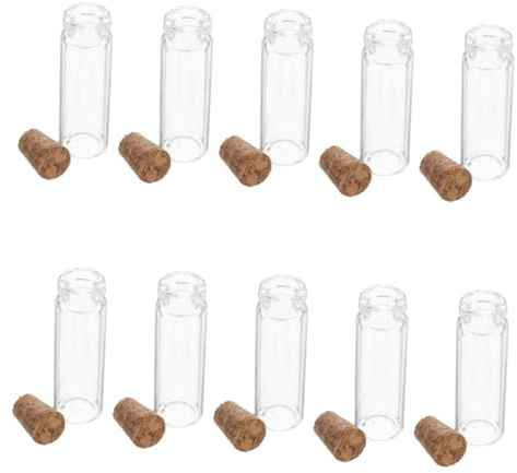 Wunschglas Kleiner Glasfläschchen 2ml mit Korken aus Glas und Holz | 100 Stück, und Feuchtigkeitsresistent, Kompakt für Selbstgemacht Kunsthandwerksprojekte und Partys