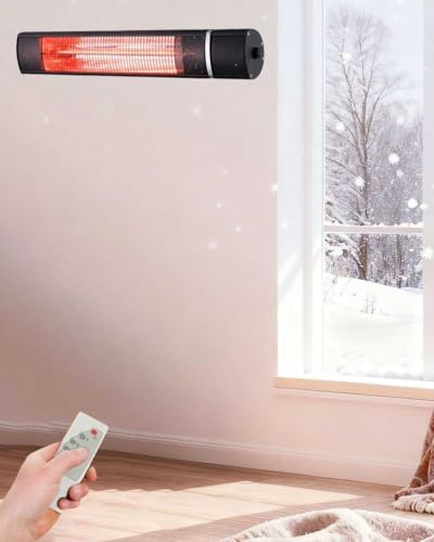XIUCAI Wall Mount Outdoor Heater, IP65 Waterproof, Infrared Electric Patio Warmer, with Remote Control, for Porch Garage Balcony,US 110V/1500W