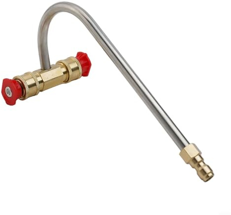 Yuanpgky Nettoyeur de gouttière pour nettoyeur haute pression avec 4 buses et déconnexion rapide /4 pour buse turbo, construction en laiton et acier inoxydable,