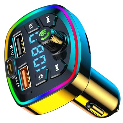 Trasmettitore FM per auto, adattatore per schermo LED, kit wireless, ricarica rapida a doppia porta, ricevitore radio wireless a ricarica rapida a 2 porte per musica