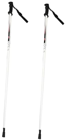 Bastones de Senderismo 2 Piezas Aluminio Ligero Mango Cómodo para Adultos Niños Esquí Montañismo Trekking- Blanco