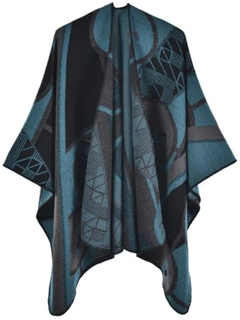 NIUSABOU Manta, chal, poncho y capa, Poncho Chal Reversible De Poliéster for Mujer Multicolor(6)