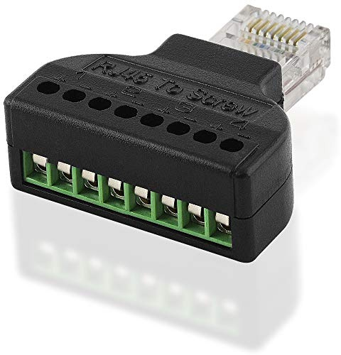 LAN Adapter Verbindungsstück, RJ45 8P8C Stecker männlich auf 8 polige Euro Buchse Kupplung weiblich, Schwarz