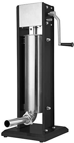 Zelsius | Macchina per riempire salsicce professionale in acciaio inox + quattro diversi tubi di riempimento | insaccatrice, pressa per salsicce, macchina con cambio a due velocità (7 Litro, nero)