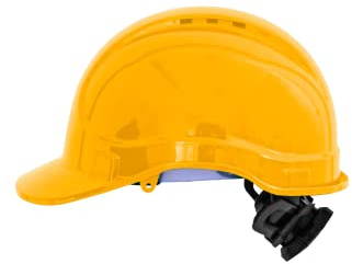 Irudek STILO 300V Amarillo – Casco de Seguridad ventilado en ABS, Aislamiento eléctrico 1000 V c.a. / 1500 V c.c., arnés 6 Puntos con Ruleta, EN 397 / EN 50365, Talla 52-66 cm