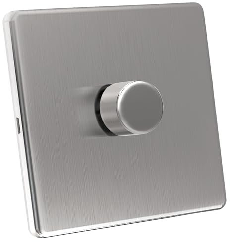 Zigtiger Dimmer Light Switch Led Dimmer Switch LED/Incandescent Bulbs/Halogen Lamps 3-100W 1 Gang 2-Way/Brushed Steel