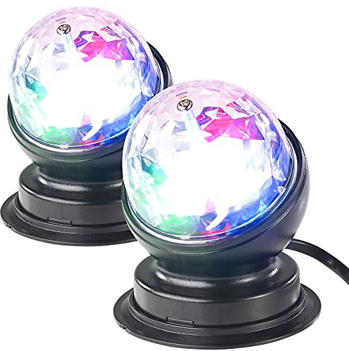 Lunartec Discoleuchten: 2er-Set rotierende 360°-Disco-Leuchten mit RGB-LED-Farbeffekten, 3 W (Disco Beleuchtung für Zuhause, Disco Lichter, Sternenhimmel)
