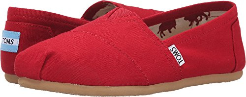 TOMS Womens Recycled Cotton Alpargata Loafer Flat, Red, 7.5 UK