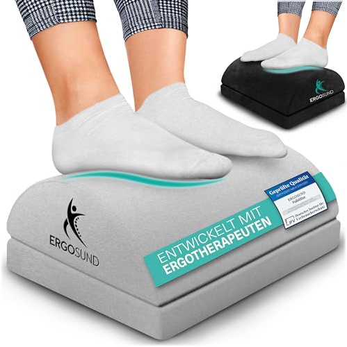 ERGOSUND Repose-pieds de Bureau Réglable en Hauteur - Cœur en Mousse de Qualité Supérieure, Antidérapant, Ergonomique pour Bureau et Domicile [Vainqueur du Test]