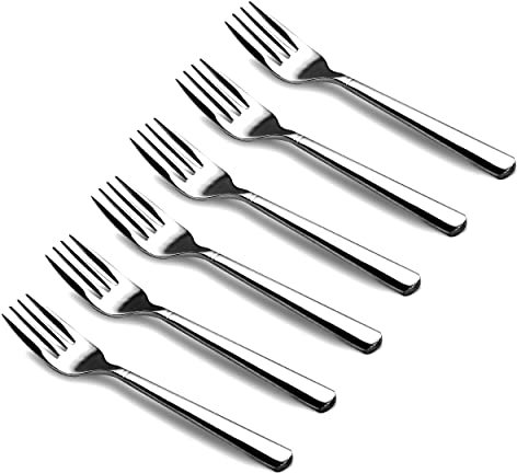 CAMRI Cake Forks - Mini Fork for Dessert, Pastry, Fruit & Salad, Stainless Steel Small Forks Pack of 6, 5.3 Inch, Cutlery Starter for Home Kitchen & Restaurant (C37 – Set of 6)