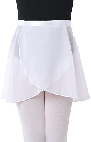 Tanzdunsje Jupe de Ballet Réglable en Mousseline de Soie - Vêtements de Danse pour Filles et Femmes (L, Blanche)