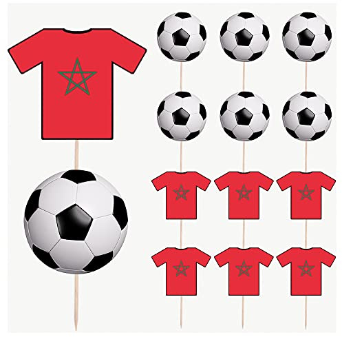 AK Giftshop Morocco Football Party Food & Cupcakes Picks Decorations Toppers World Cup (pack of 14)