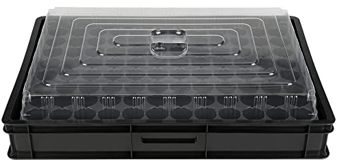 GREEN24 Anzucht System GW-96-H bestehend aus Profi Wasserwanne GW657, passender Kapillarmatte (Wasseraufnahme 3L je qm) und Topfplatte mit 96 Töpfen (Ø42mm, 65mm hoch) inkl. passender Abdeckhaube