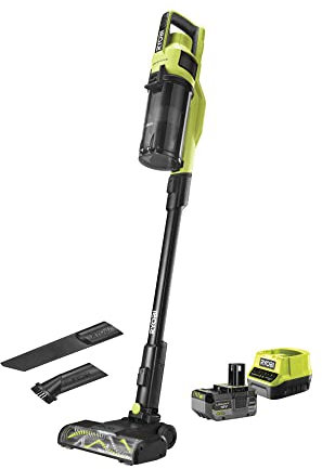 RYOBI - Aspirateur Balai 18V sans Fil à Batterie One+ / Moteur Brushless/Livré avec 2 brosses & 1 suceur Plat (1 Batterie 4Ah & Chargeur) - RSV18BL-0