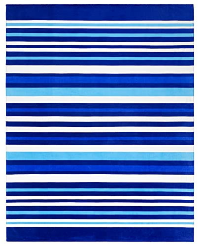 Extra großes Jumbo-Streifen-Strandtuch, 147 x 188 cm, Familiengröße, 100 % Baumwolle, Velours, Frottee, übergroße Stranddecke (Bold Stripes)