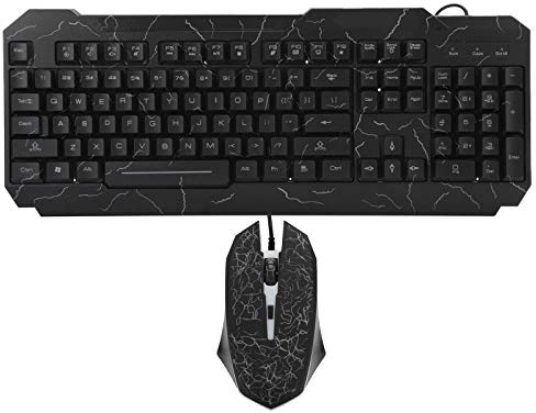 Kabeebundene Gaming-Tastatur und Maus-Kombination, 104 Komplette -Gaming-Tastatur mit Hintergrundbeleuchtung und Handgelenkauflage und Hintergrundbeleuchteter Gaming-Maus 1600DPI