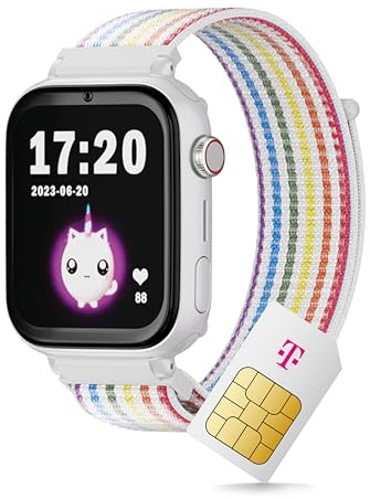 SaveFamily SaveWatch+ Kinder Smartwatch mit Telekom SIM-Karte + 30€ Amazon-Gutschein nach Registrierung - Kinderuhr mit GPS und Anruf Funktion, Nachrichten, Schulmodus, SOS (Himbeere | Weiß)