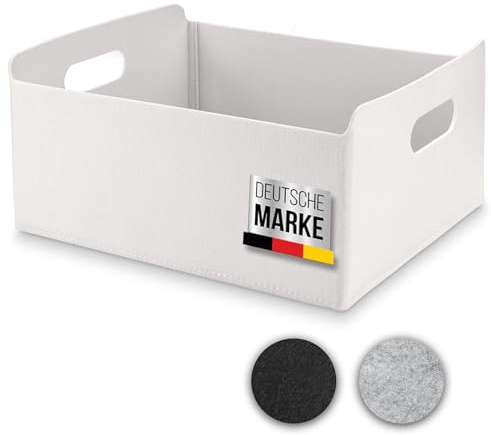 beschmann Aufbewahrungskorb Filz Organizer faltbare Aufbewahrungsbox Filzbox Aufbewahrung Filz Aufbewahrungsbox Kleiderschrank Regal Korb Filzkorb Aufbewahrung Kleiderschrank (weiss, 1er)