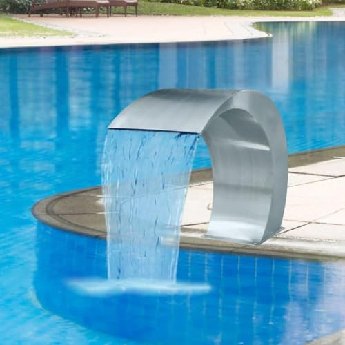 Wasserfall-Poolbrunnen, Wasserfall-Überlaufklinge, komplette Wasserfall- und Bachlauf-Sets für Garten-Pool-Wasserspiele im Freien, Garten-Wasserfall-Poolbrunnen aus Edelstahl, 45 x 30 x 60 c