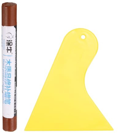 sourcing map Palillos de relleno de madera para muebles de madera, reparación de arañazos, marcadores de retoque de muebles con rascador amarillo para agujeros de madera, madera de nogal oscuro