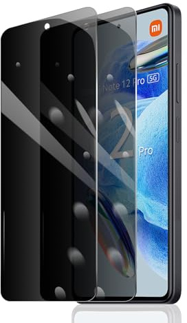 Fylnatc 2 Stück Sichtschutz Schutzfolie für Xiaomi Redmi Note 12 Pro 5g, Anti-Spy Panzer Schutz Glas, Anti-Spionage Panzerfolie, Display Sichtschutzfolie aus gehärtetem Glas, Privacy Schutzglas