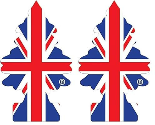 Little Trees Air Freshener Tree MTR0087 United Kingdom For Car Home Boat Caravan - Single Pack, Red white blue (Pack of 2)