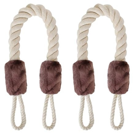 2 Pezzi Corda Fermaporta Sicurezza 60cm/11.6in Morbido in Cotone Per Maniglia Porta Proteggi Animali Domestici e Bambini (Marrone)
