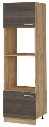 Vicco Mikrowellenschrank R-Line, Edelgrau, 60 cm | 2 Türen · ✓ Backofennische · ✓ Mikrowellennische · Höhenverstellbare Füße · ✓ Frei kombinierbar