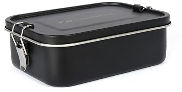 Lifeventure 1.2L Stainless Steel Mess Tin Container for Food | Robust Mess-Tin Style Lunchbox with Internal Divider & Watertight Seal, 1200ml, Black