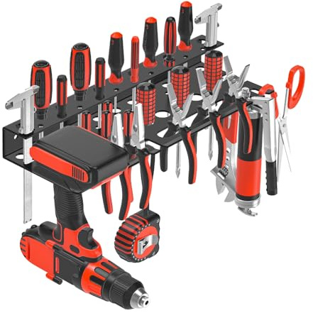 VeyFolzin.st Metal Screwdriver Organizer, Wall Mount Plier Organizer Hammer Holder, Hand Tool Storage Rack for Garage Workshop Workbench(Black, 1PC)