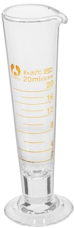 SOIMISS Vaso Medidor de Laboratorio de Vidrio, 20ml, Triangular, Marcas de Graduación Claras y Alta Precisión para Experimentos Científicos