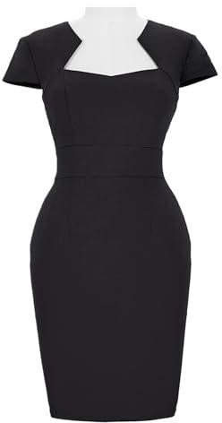 SDIUAKBV Robe à Manches Courtes Robe Crayon Vintage Noire Unie élégante for Femme, Manches Courtes, Bandage en Coton, Fourreau, Manches Courtes, Robe décontractée(M)