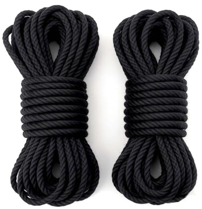 Qianyu 2 Pcs Soft Cotton Rope 32 feet/10m Rope 6mm Thick Clothesline Cord Washable Multifunctional Ropes Long Strap Soft Tying Twisted Ropes for Hanging Clothes Outdoors Tents Hammocks Halters Awnings