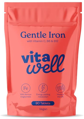 Vitawell Iron Tablets High Strength 14mg with Vitamin C, B6, B12 & Folic Acid | Supports Energy, Reduces Tiredness & Fatigue | Iron Supplements for Women & Men | UK Made (90 Tablets)