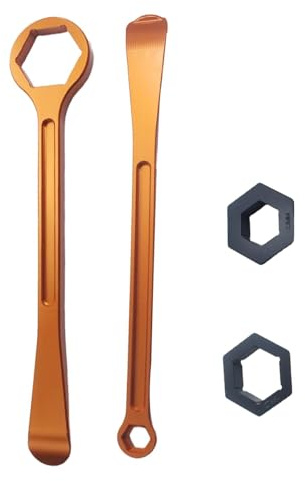 GWH Motorcycle Tyre Iron Tool Kit Levers Hex Wrench Spanner Head Tire Change 10mm 13mm 32mm 27mm 22mm 0.87'' 1.06''0.51''0.39'' 1.26'' Tire Repair Tool For EXC SX XC Motorbike Dirt Pit Bike (Orange)