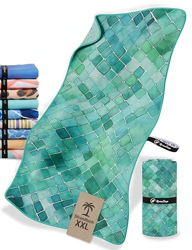 NirvanaShape Strandtuch XXL - Strandhandtuch mit über 32 Strand-Muster - schnelltrocknende Mikrofaser Badetuch, Microfaser Handtuch, Badehandtuch - 200 x 90 cm
